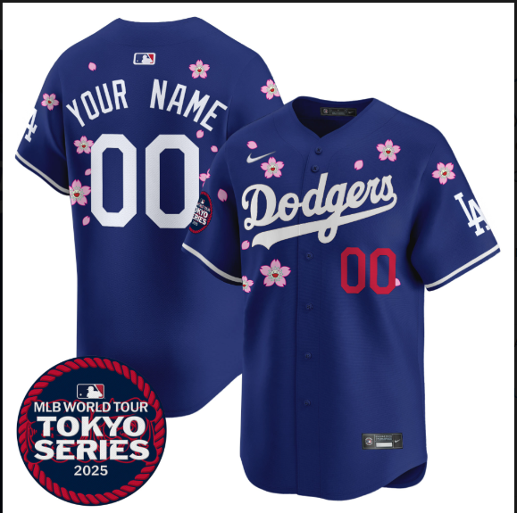 Men Custom Los Angeles Dodgers Tokyo Series 2025 blue Limited Stitched Jersey